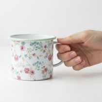 daiktų Sodinimo puodelis rožėms emaliuotas dekoratyvinis puodelis su rankena, baltas Ø9,5 cm