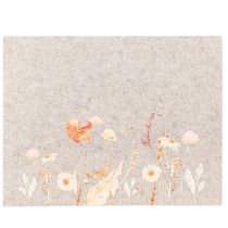 daiktų Veltinio padėkliukai su gėlių motyvais – stilingos staltiesės natūraliam stalo dekoravimui 45x35cm 2 vnt.