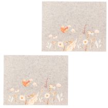 daiktų Veltinio padėkliukai su gėlių motyvais – stilingos staltiesės natūraliam stalo dekoravimui 45x35cm 2 vnt.
