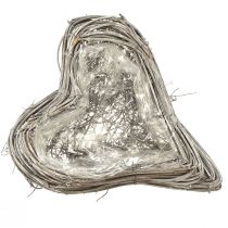 daiktų Rotanginis augalas, širdies formos, dekoracija, rotango vijokliai, balti, 20 x 24 cm