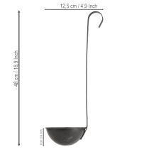 daiktų Sodinimui skirtas dubuo, dekoratyvinė mentelė, antracito spalvos, Ø12,5 cm, 3 vnt.