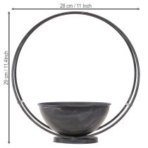 daiktų Dubuo su kojele, dekoratyvinis žiedas, metalinis, antracito spalvos, aukštis 29 cm, 2 vnt.