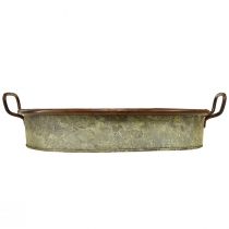 daiktų Ovalus metalinis padėklas su rankena, rūdžių spalvos, 46/52 cm, 2 vnt. rinkinys