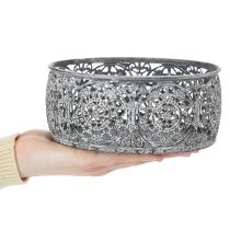 daiktų Dekoratyvinis metalinis dubuo, pilkai baltas raštas, Ø16/19,5/23,5 cm, 3 vnt. rinkinys