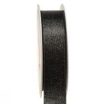 daiktų Juoda juostelė auksinė blizganti papuošalų juostelė W25mm L20m