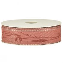 daiktų Šilko juostelė ruduo su žolynais dekoratyvinė juostelė raudona 25mm 18m