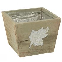 daiktų Shabby Chic medinė augalų dėžutė pilka 11×14,5×14 cm