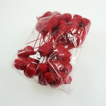 daiktų Sizalio širdelė 5cm raudona ant pagaliuko 24 vnt