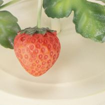 daiktų Metalinė kūginė žvakidė su braškių dekoracija, kreminės spalvos, apvali, aukštis 26 cm