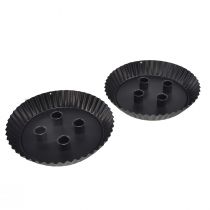 daiktų Metalinė torto formos žvakidė – juoda, Ø 24 cm – elegantiška stalo dekoracija 4 žvakėms – 2 vnt.