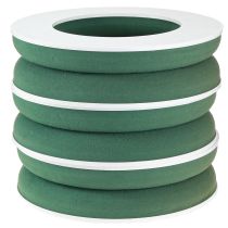 daiktų OASIS® Gėlių putplasčio vainiko žiedai, žali, aukštis 3 cm, Ø 25 cm, 6 vnt.