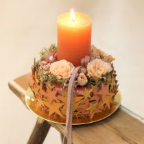 daiktų Dekoratyvinės medinės žvaigždės, oranžinės, 3 spalvos, Ø3,5/5,5/7 cm, 48 vnt.