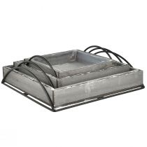 daiktų Universalus pilkų medinių padėklų rinkinys – įvairūs dydžiai – Stilingas laikymo ir patiekimo sprendimas – 3 rinkinys