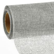 daiktų Stalo takelis pilkas su džiutu, dekoratyvinis audinys 29×450cm - Elegantiška stalo bėgika Jūsų šventinio stalo puošmenai