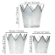 daiktų Vazono karūnėlės metalinės, dekoratyvinės, cinkuotos, Ø21,5/19,5/17 cm, 3 vnt. rinkinys