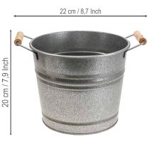 daiktų Vintažinis dekoratyvinis metalinis kibirinis vazonas-vazonas, Ø22cm, aukštis20cm