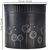 daiktų Kiaulpienių vazonas, juodas, Ø12,5 cm, aukštis14 cm