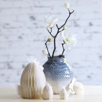 daiktų Keraminė vaza, glazūruota mėlynai ir baltai pinti, atrodo H18,5 cm