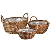 daiktų Kaimiškas pintų krepšelių rinkinys su nešimo rankenomis - 3 dydžiai (40cm, 33cm, 26cm) - Daugiafunkcis namams ir sodui - Rinkinys iš 3