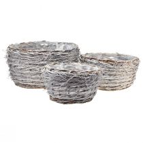daiktų Kaimiškas pintų krepšelių rinkinys - 3 dydžiai (40 cm, 33 cm, 26 cm) - Idealiai tinka kaimo namų stiliaus dekoravimui ir laikymui - 3 rinkinys