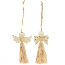 daiktų Kalėdų angelas Kalėdų eglutės puošmena angelo rafija 11cm 12 vnt