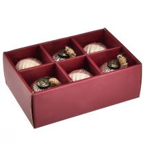 daiktų Kalėdiniai rutuliai stikliniai vintažiniai rožiniai stiklo rutuliukai Ø7cm 6vnt