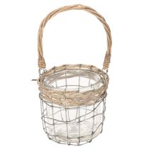 daiktų Pakabinamas žibintas, stiklas, metalas, gluosnis, Ø14,5 cm, 2 vnt.