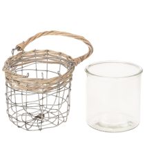 daiktų Pakabinamas žibintas, stiklas, metalas, gluosnis, Ø14,5 cm, 2 vnt.