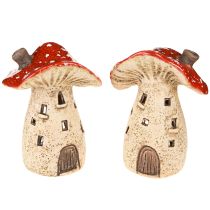daiktų Žibintų formos keraminės grybukės rudens dekoracija H12.5/14cm 2 vnt.