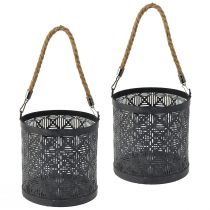 daiktų Žibinto metalinė dekoratyvinė žibinto rankena antracitinė Ø16cm 2vnt