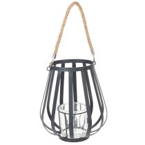 daiktų Metalinis žibintas su stiklu, antracito spalvos, Ø23 cm, aukštis 27 cm