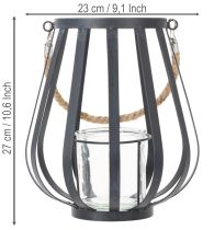 daiktų Metalinis žibintas su stiklu, antracito spalvos, Ø23 cm, aukštis 27 cm