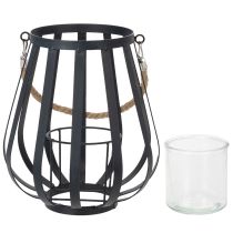 daiktų Metalinis žibintas su stiklu, antracito spalvos, Ø23 cm, aukštis 27 cm