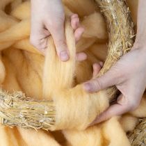 daiktų Vilnonė virvelė, vilnonė juostelė, kreminės oranžinės spalvos, 10 m vilnos vainikams ir kompozicijoms