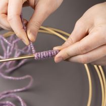 daiktų Vilnonė virvelė su rausvais ir auksiniais siūlais, 5 m x 5 mm su viela, dekoravimui ir rankdarbiams