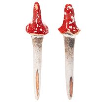 daiktų Priklijuojama nykštuko figūrėlė su ilga barzda ir grybo formos kepure, dekoracija, 17 cm, 2 dalys