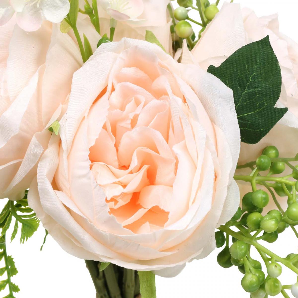 Dirbtinė rožių puokštė, šilkinių gėlių puokštė, rožės kekėje, dirbtinių rožių puokštė rožinė L28cm