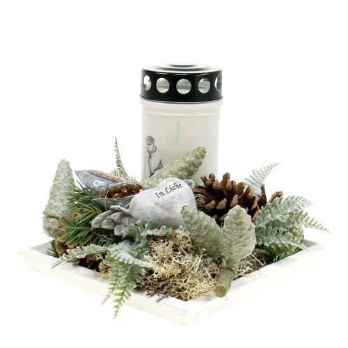 Floristik24 Medinis padėklas baltas 20cmx20cm