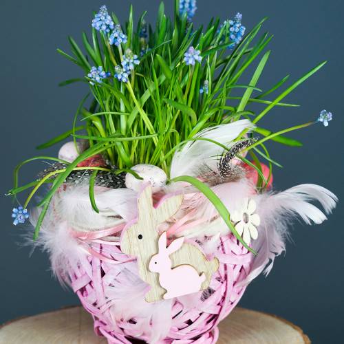 Floristik24 Drožlių krepšelis apvalus baltas Ø15cm