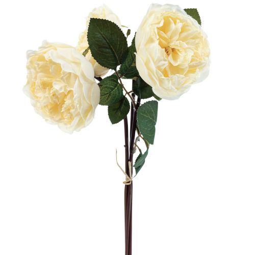 daiktų Dirbtinės rožės kaip tikros kreminės dirbtinės gėlės 48cm 3vnt