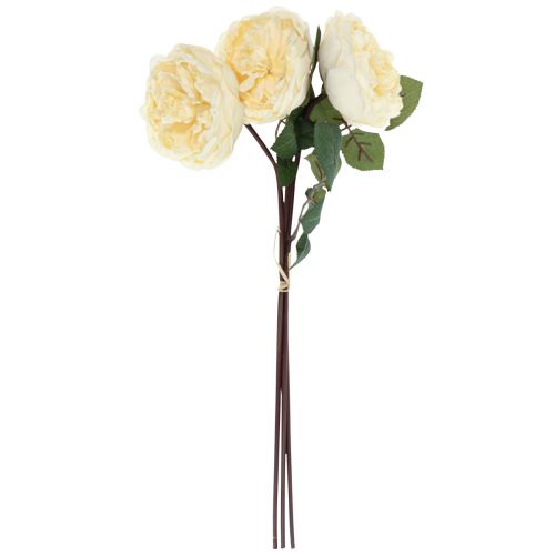 daiktų Dirbtinės rožės kaip tikros kreminės dirbtinės gėlės 48cm 3vnt