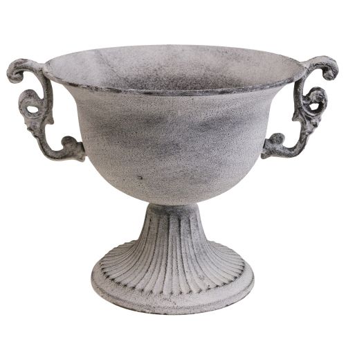 Floristik24 Dekoratyvinis dubuo baltas skalbtas dekoratyvinis puodelis metalinis Ø20cm H17,5cm