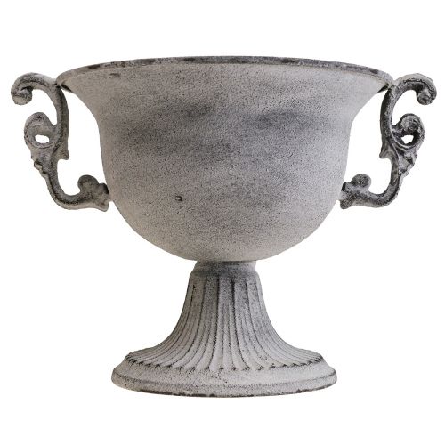 Floristik24 Dekoratyvinis dubuo baltas skalbtas dekoratyvinis puodelis metalinis Ø20cm H17,5cm