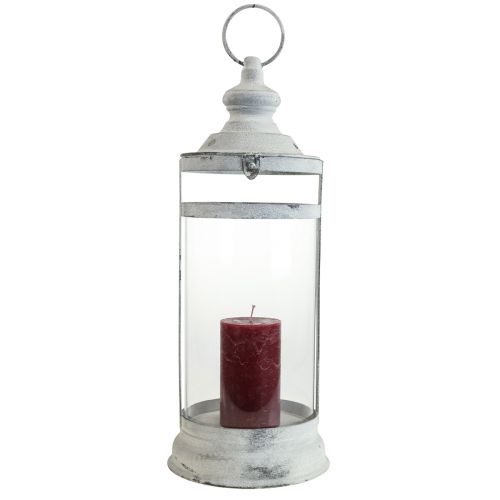 daiktų Deco Lantern Shabby Chic Lantern baltas metalas Ø15cm H46cm