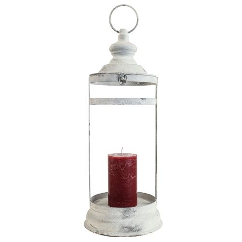 daiktų Deco Lantern Shabby Chic Lantern baltas metalas Ø15cm H46cm