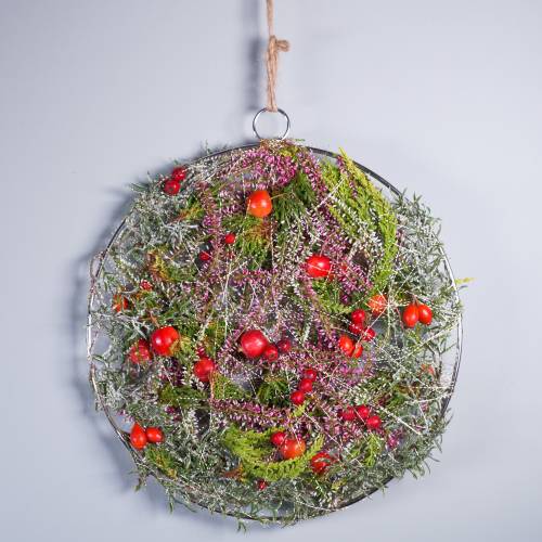Floristik24 Dekoratyvinis žiedas sidabrinis Ø30cm 4vnt