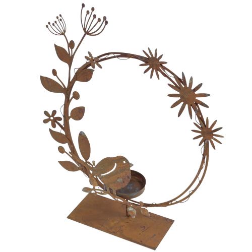 daiktų Paukščių deko gėlių arbatinių žvakių laikiklis rust look 24×27×6cm
