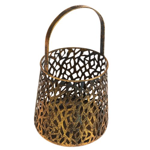 daiktų Deco žibintuvėlis stalo dekoravimo žvakidės laikiklis auksinis senovinis 14,5cm