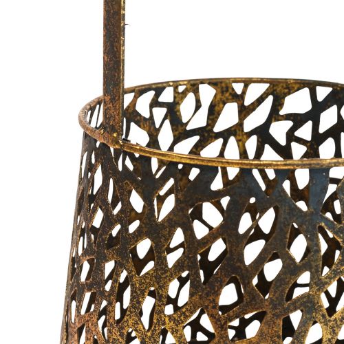 Deco žibintuvėlis stalo dekoravimo žvakidės laikiklis auksinis senovinis 14,5cm