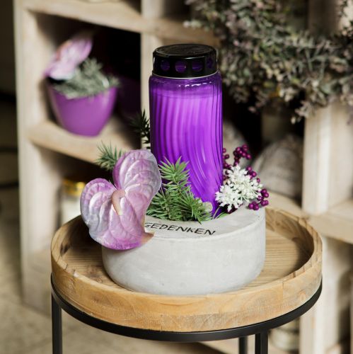 Floristik24 Kapo žvakės dangtelio motyvas gėlė juoda violetinė Ø9cm H27cm